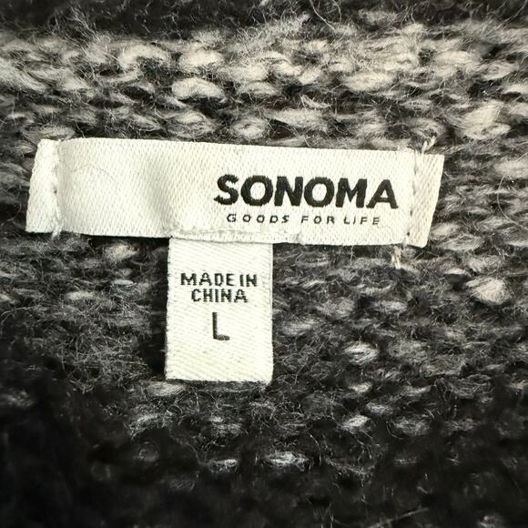 Sonoma Flyaway Duster Open Front Black White Stripe Cardigan Size Large - Picture 7 of 8